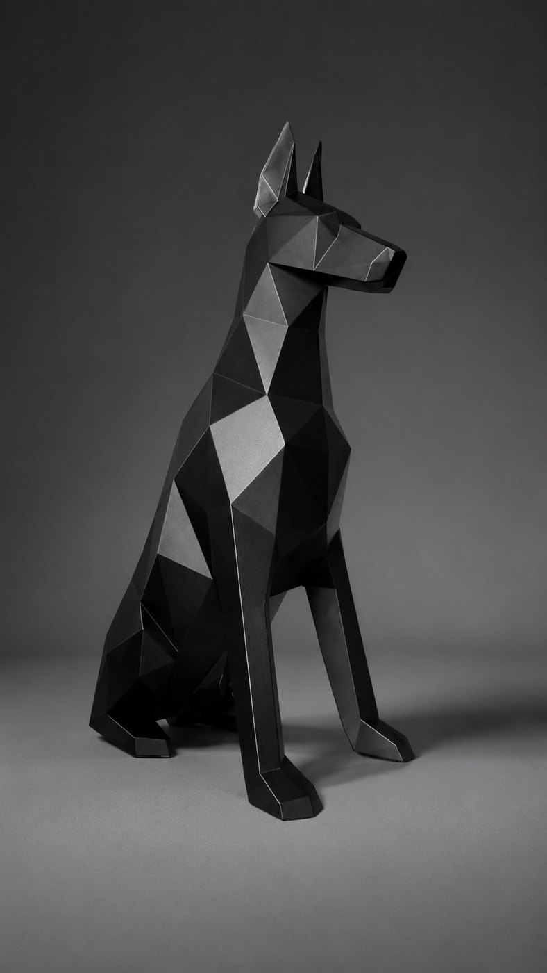 Dobermann geometrico in acciaio nero